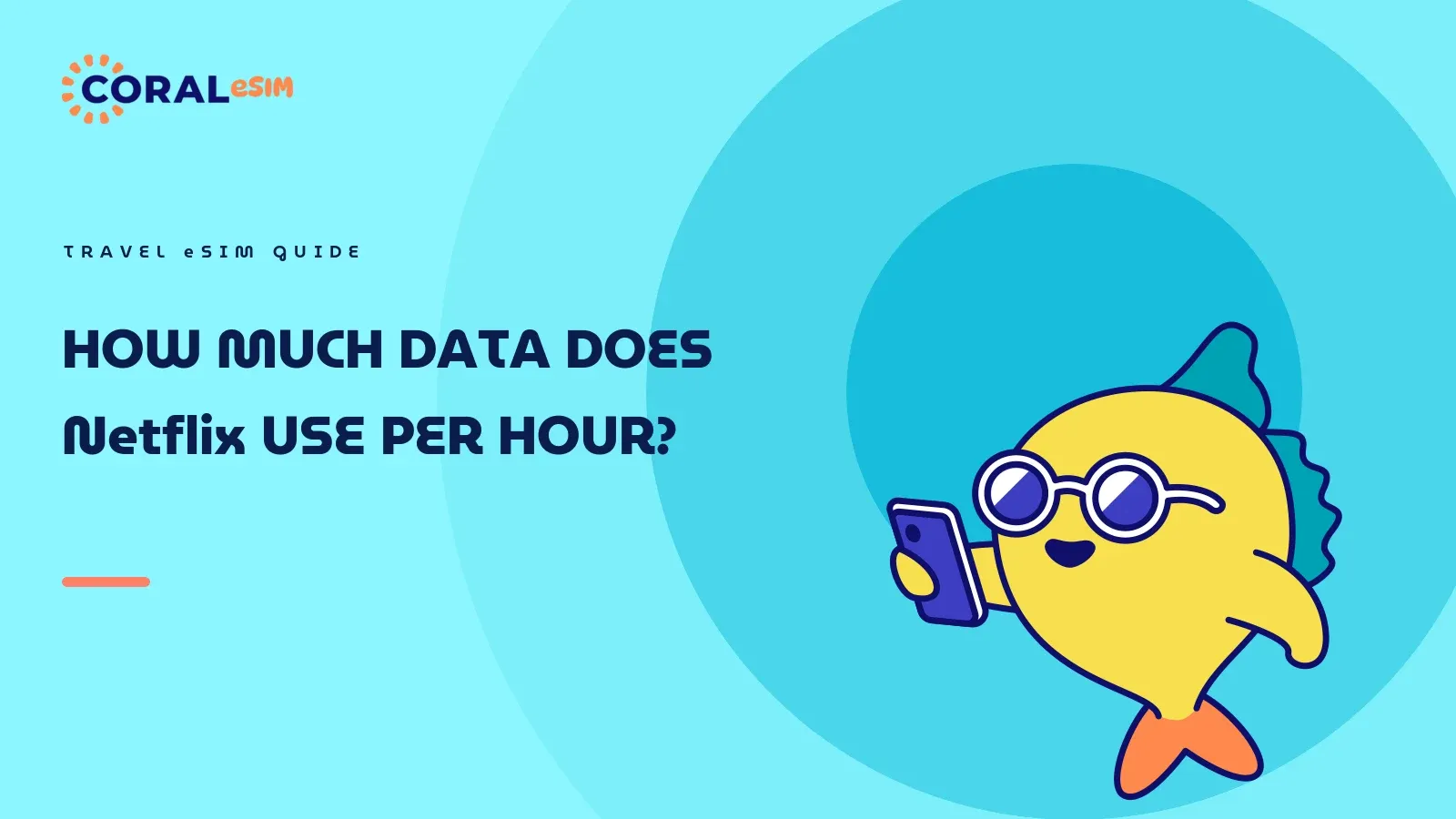 Illustration for the article about how much data Netflix uses per hour. Flat vector artwork on an ocean gradient background