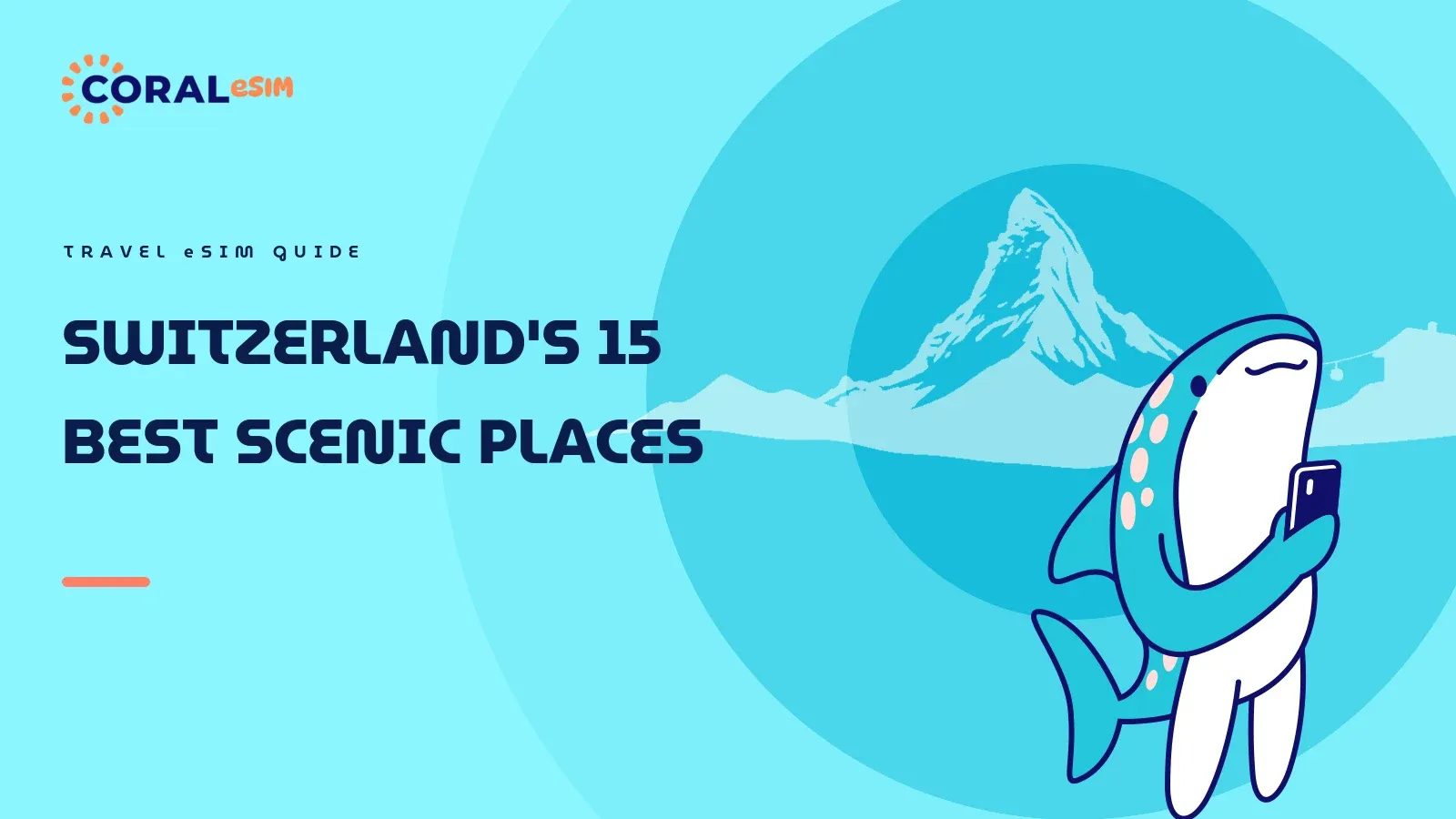 Illustration for the article about Switzerland's 15 best scenic places and connectivity. Flat vector artwork with a Matterhorn silhouette
